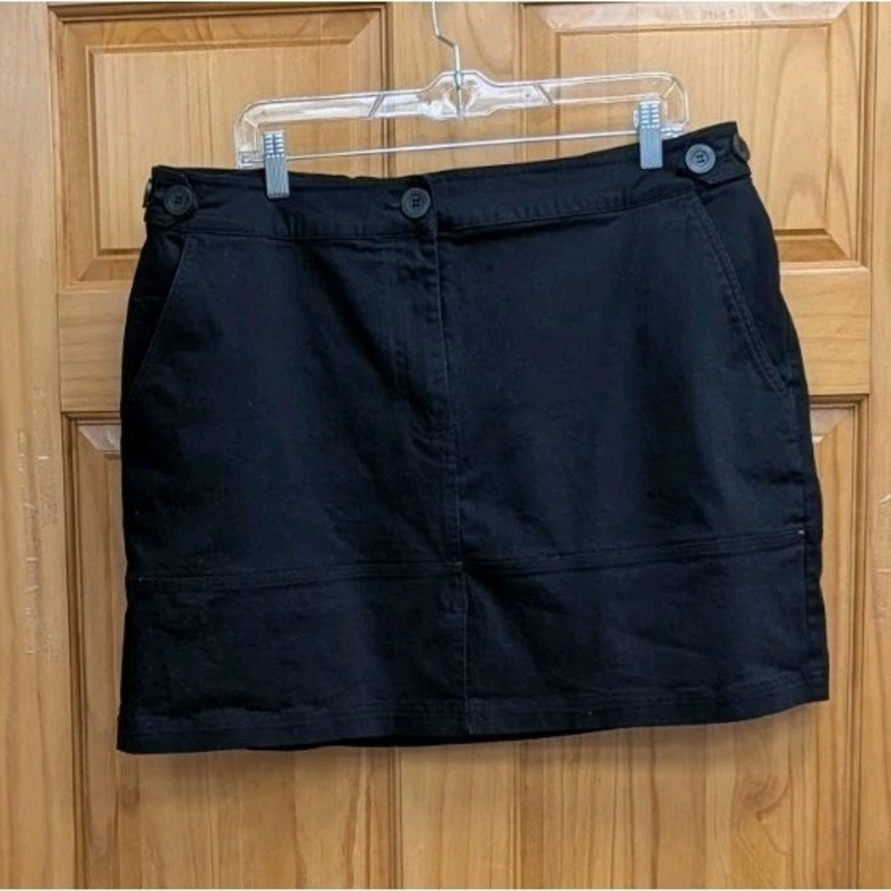 Wild Fang Size XL Mini Black Denim Skirt Elastic Back Waist Side Pockets